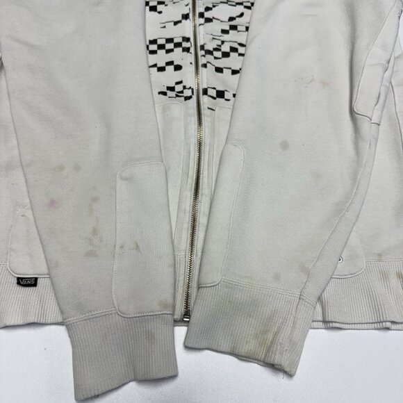 Vans Skate Hoodie Sweatshirt Mens Medium White Full Zip Streetwear Graphic Print - Picture 11 of 16